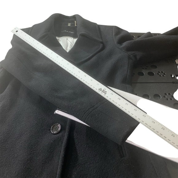 CALVIN KLEIN Wool Cashmere Blend Pea Coat 3/4 Length Car Coat Lined Black Size 6 - Picture 14 of 14